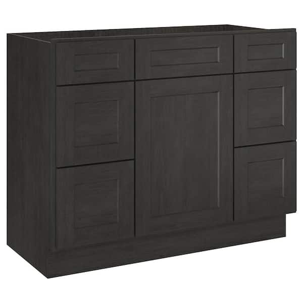 HOMEIBRO 42 in. W x 21 in.D x 34.5 in.H in Shaker Charcoal Plywood Ready to Assemble Vanity Base Kitchen Cabinet