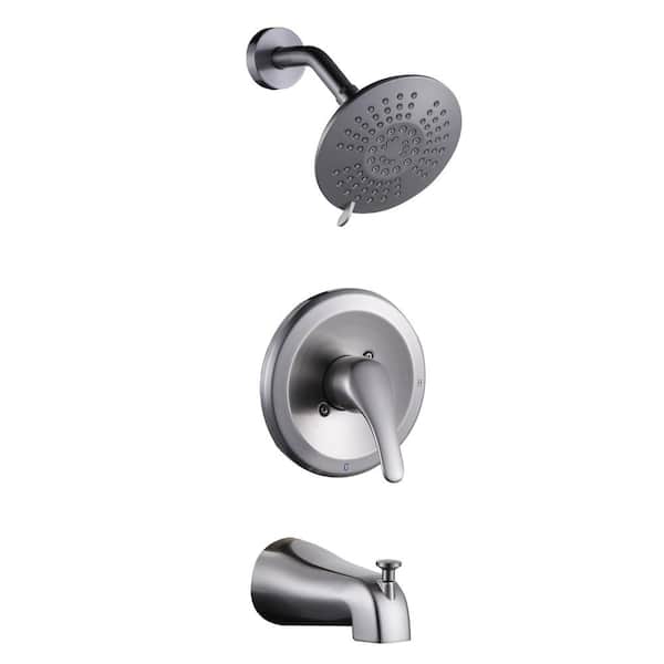 ALEASHA Single-Handle 5 -Spray Tub and Shower Faucet 1.8 GPM in. Brushed Nickel Valve Included