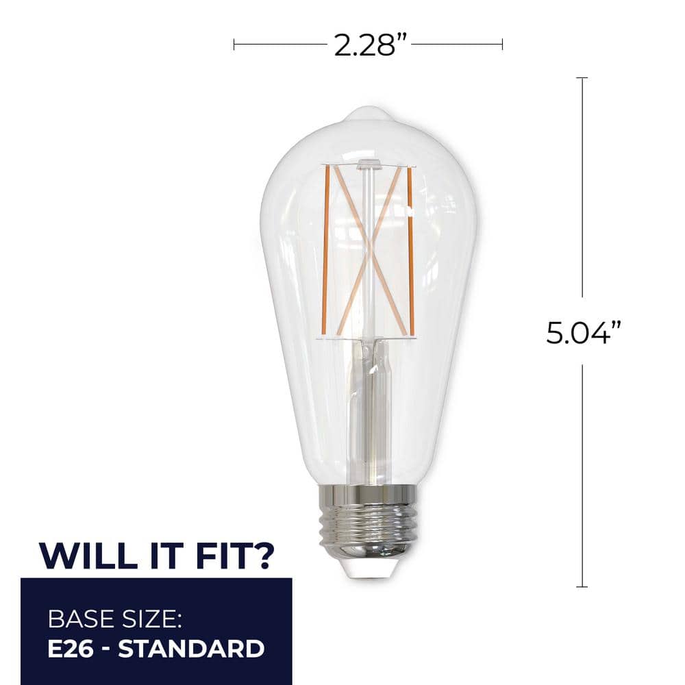 60 Watt Equivalent Clear Glass LED Filament Bulb, Dimmable