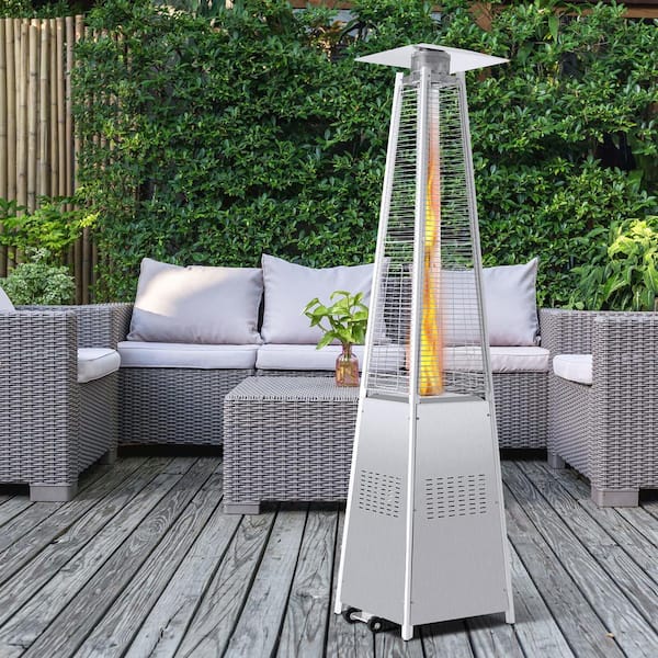 42000 BTU Stainless Steel Pyramid Glass Tube Flame Outdoor Heater