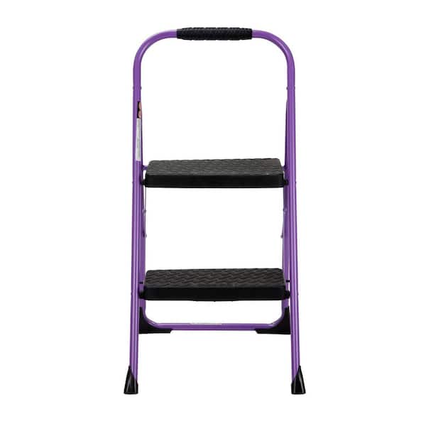 Cosco 2-Step Steel Big Step Folding Step Stool with Type 3 Rubber Hand Grip in Purple