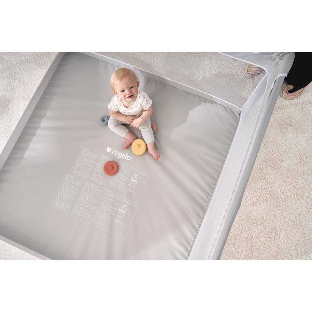 Gray Mesh Portable Soft Sided Baby Playpen