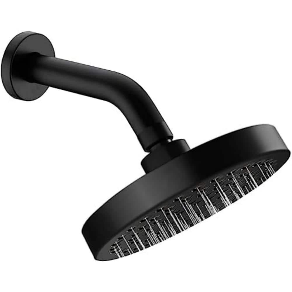 High Pressure Shower Head 2-Spray Patterns with 1.8 GPM 6 in. ‎Ceiling Mount Rain Fixed Shower Head in ‎Matte Black