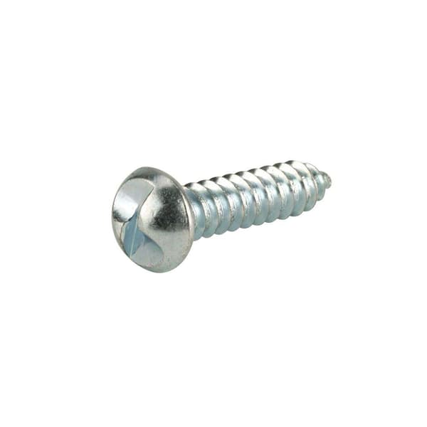 #12 x 1 in. Zinc 1 Way Slotted Round Head Standard Sheet Metal Screws