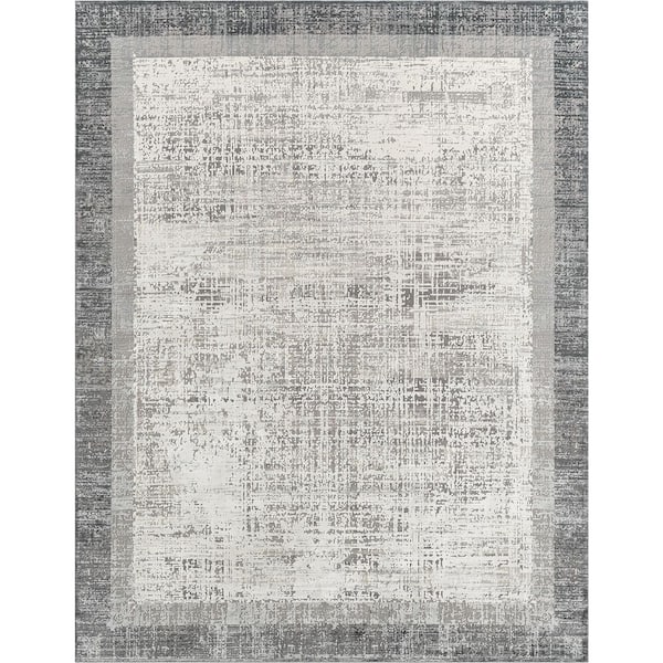 Celeste 4 ft. x 4 ft. Grey Tones Square Abstract Washable Area Rug
