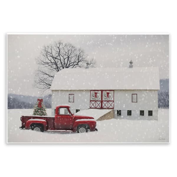 Snowy Farmhouse on Christmas by Lori Deiter 1-Piece Unframed Graphic Nature Art Print 13 in. x 19 in.