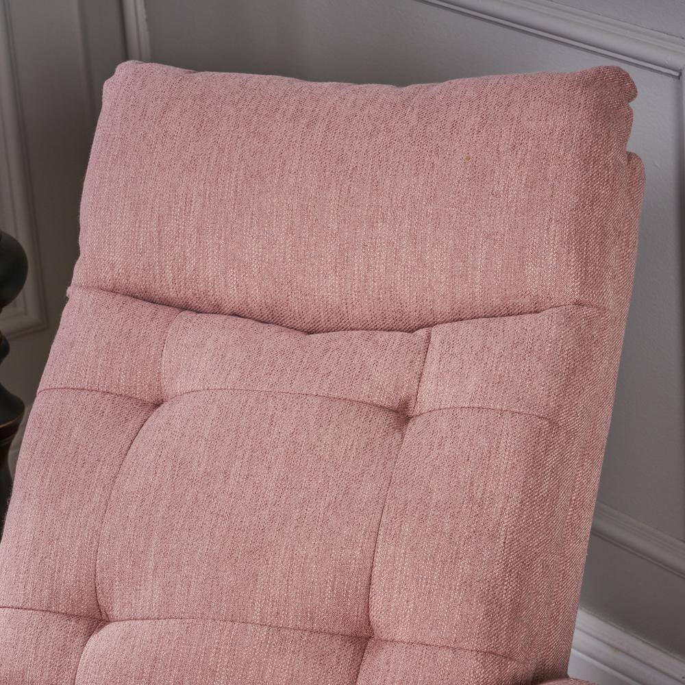 Handcrafted Light Pink Fabric Swivel Glider Recliner