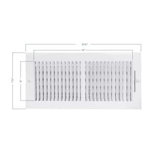 14 in. x 6 in. 2-Way Steel Wall/Ceiling Register, White