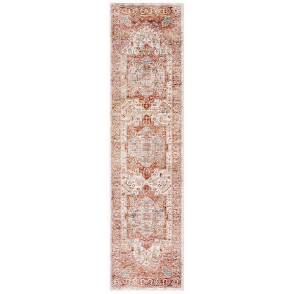 Valencia 2 ft. x 8 ft. Ivory/Rust Distressed Medallion Border Runner Rug