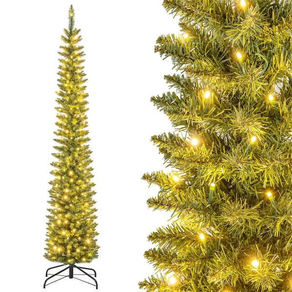 7 ft. PreLit 200 LED Lights Pencil Christmas Tree with 499 Branch Tips Party
