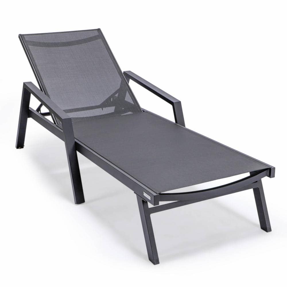 Leisuremod Marlin Modern Black Aluminum Outdoor Chaise Lounge Chair ...