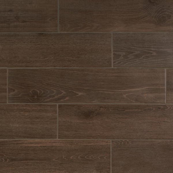 Daltile Lakewood Dark Brown 8 In X 36, Reddish Brown Floor Tiles