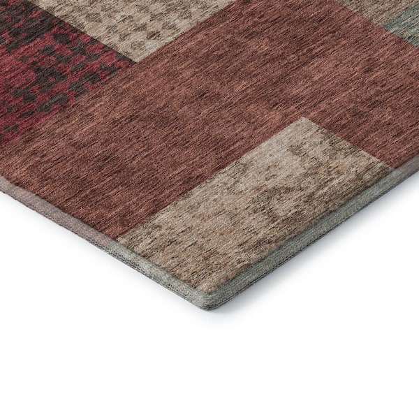Mayfield Premium Machine Washable Abstract AMF941 Mocha 2 ft. 3 in. x 7 ft. 6 in. Runner Rug