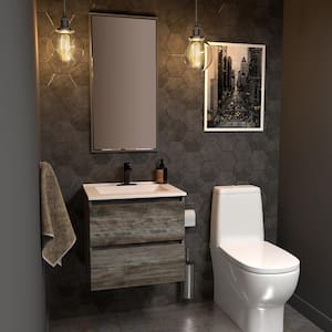 Sidemere 24 in. W x 18 in. D Vanity in Driftwood Gray with Porcelain Vanity Top in Solid White with White Basin