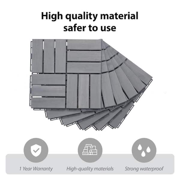 Siavonce 20 PCS Interlocking Deck Tiles Striped Pattern, 12&quot