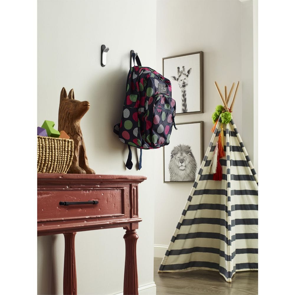 Matte Black and Chrome Single Prong Decorative Wall Hook