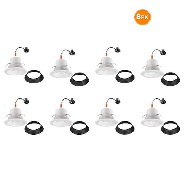 8-pack 4 in. 30 Lighting Options Integrated LED Recessed Light Trim Adjustable CCT New Construction Remodel Indoor