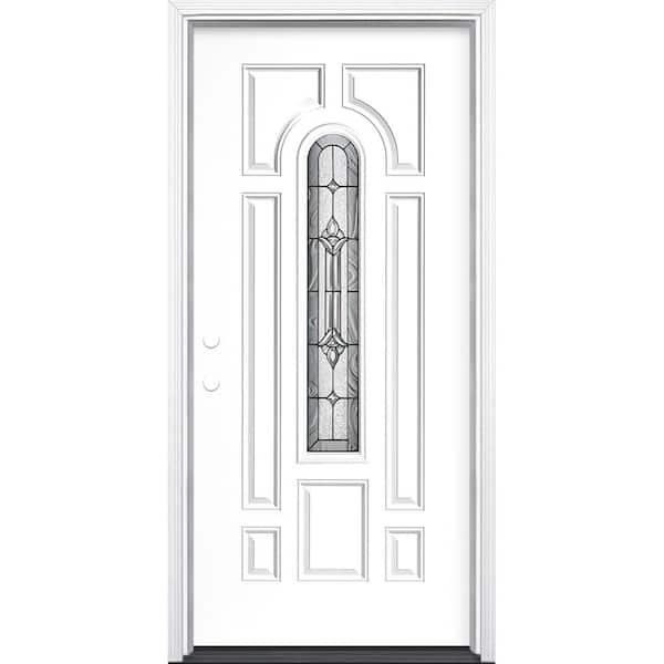 Masonite 36 in. x 80 in. Providence Center Arch Right-Hand Inswing Painted Steel Prehung Front Door with Brickmold, Vinyl Frame