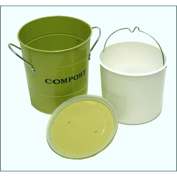 Exaco Compost Pail 2 gal Green Plastic Kitchen Composting Bin with Carbon  Filter 