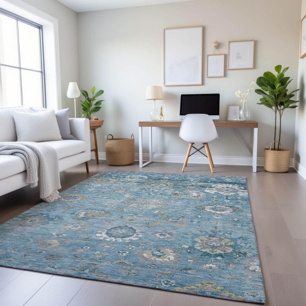 Mayfield Premium Machine Washable Abstract AMF1371 Teal 10 ft. x 14 ft. Area Rug price history on PriceWatchPro
