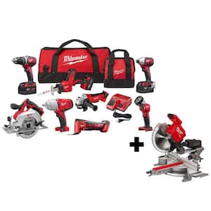 M18 18V Lithium-Ion Cordless Combo Kit (8-Tool) with FUEL 7-1/4 in. Dual Bevel Sliding Compound Miter Saw