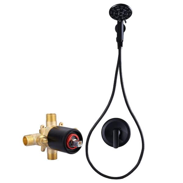 AVITAS 7-Spray Wall Mount Handheld Shower Head 1.8 GPM with 70 in. Hose and Adjustable Bracket in Matte Black (Valve Included)