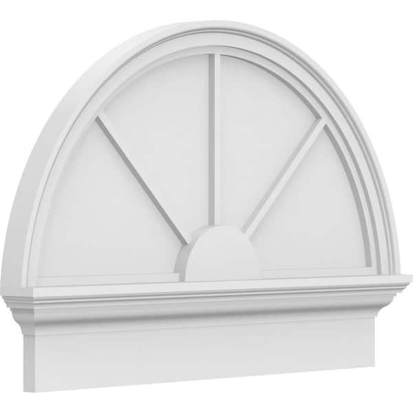 Ekena Millwork 2-3/4 in. x 30 in. x 21-3/4 in. Half Round 3-Spoke Architectural Grade PVC Combination Pediment Moulding