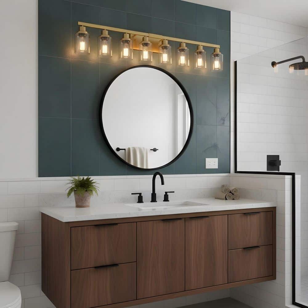 51.2 in. 8-Light Coppery Bathroom Vanity Light with Classic Glass Shades price history on PriceWatchPro