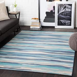 Astvin Aqua 9 ft. 3 in. x 12 ft. 3 in. Striped Area Rug