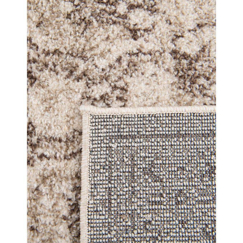 Ivory and Brown Floral Synthetic Square Rug, 10' x 10'