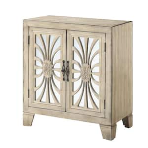 Nalani 28 in. Antique White Rectangle Wood Console Table with 2 Doors