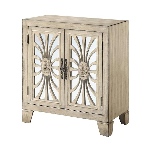 Acme Furniture Nalani 28 in. Antique White Rectangle Wood Console Table with 2 Doors
