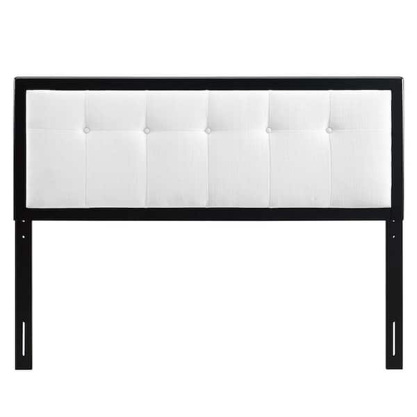 MODWAY Draper Tufted in Black White King Fabric and Wood Headboard