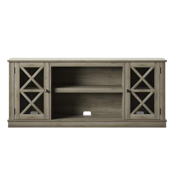 Western Rustic 60" 2 Door 2 Drawer TV Stand Real Wood Flat Screen Console 