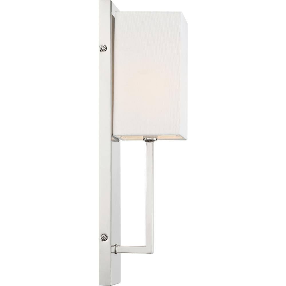 Vesey Polished Nickel 18" Wall Sconce with White Linen Shade