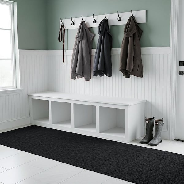 Non-Slip Commercial/Residential Utility Rug Hallway Runner Mat - Custom Length by the Foot, Black, 2.6 ft. x 10 ft.