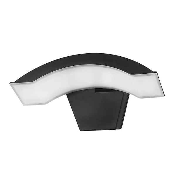 Globe Electric 14-Watt Equivalent Curved Black 1200 LM Hardwired Automatic DuskToDawn Outdoor Integrated LED Flood Security Area Light