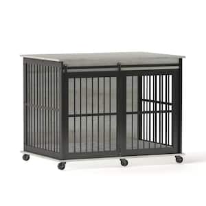 Anky Furniture Style Dog Crate Sliding Iron Door Dog Crate with Mat in Gray