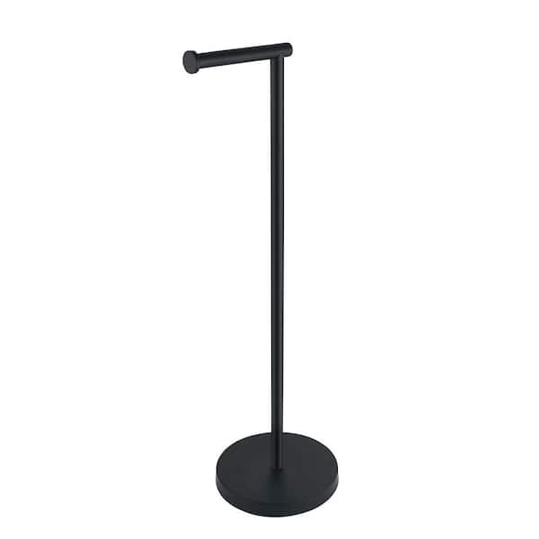 ATKING Sage Freestanding Single Post Toilet Paper Holder in Stainless Steel Matte Black