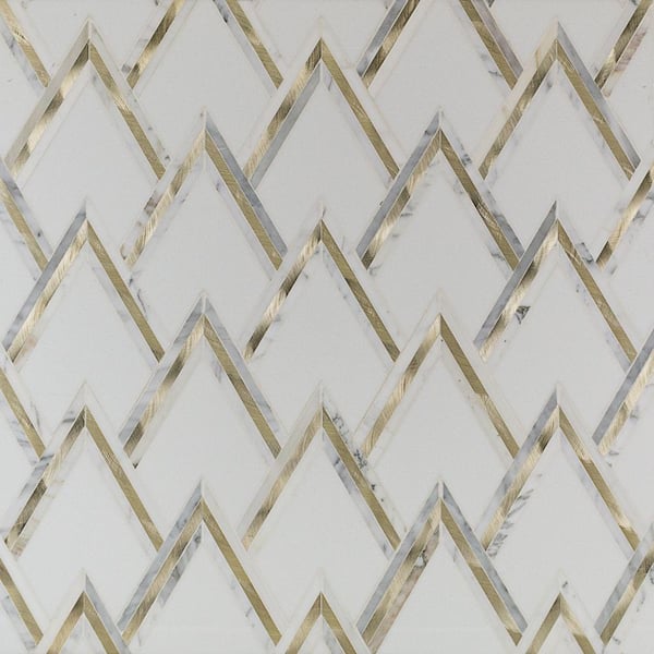 Ivy Hill Tile Ogee White Gold 4 in. x 0.31 in. Marble Tile Sample