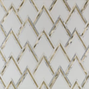 Ogee White Gold 16.92 in. x 13.20 in. Polished Marble Mosaic Wall Tile (1.55 sq. ft./Each)