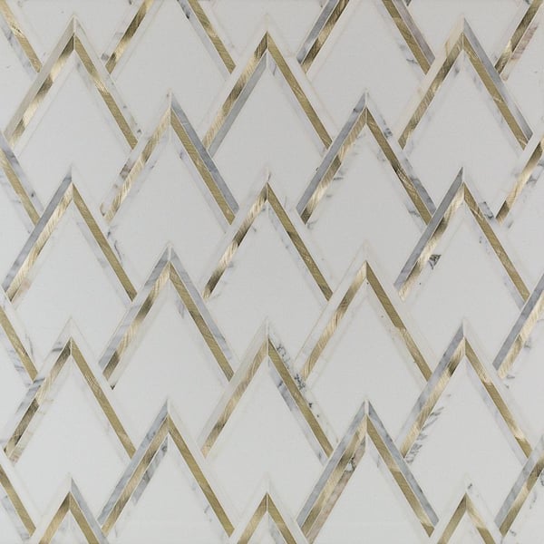 Ivy Hill Tile Ogee White Gold 16.92 in. x 13.20 in. Polished Marble Mosaic Wall Tile (1.55 sq. ft./Each)