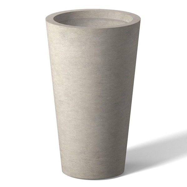 8 in. Middle Light Gray Concrete Round Planter / Pot with Drainage Holes