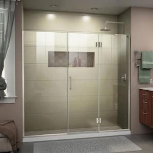 Unidoor-X 67 in. to 67.5 in. x 72 in. Frameless Hinged Shower Door in Brushed Nickel