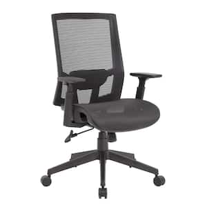 BOSS Black Mesh Seat and Mesh Back Task Chair with Adjustable Arms
