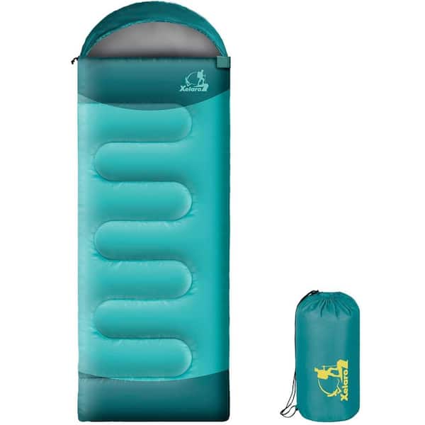 Unbranded Single 86.6 in. Polyester Waterproof Light-Weight Sleeping Bag for Camping, Hiking and Outdoor Travel in Aquamarine