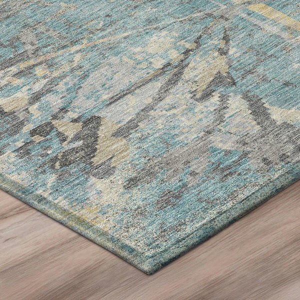Chantille Machine Washable Indoor/Outdoor Abstract ACN2929 Teal 10 ft. x 14 ft. Area Rug