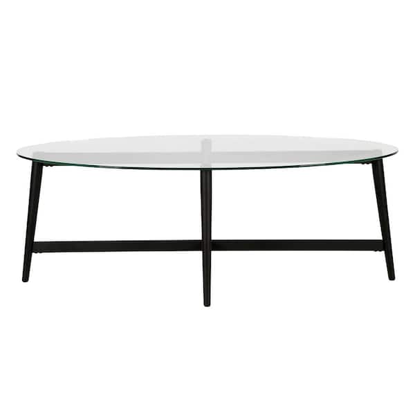 Dark Charcoal Metal Oval Coffee Table, Halden