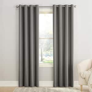Gregory Steel Polyester 54 in. W x 54 in. L Grommet Room Darkening Curtain (Single Panel)