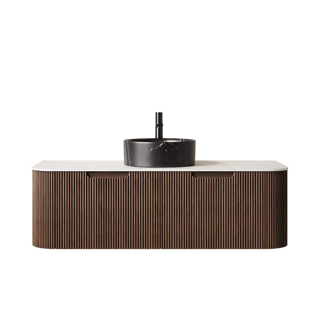 48 in. Wall-Mounted Dark Walnut Bath Vanity with Carrara White Sintered Stone Top Pre-Assembled price history on PriceWatchPro